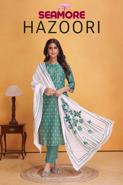 SEAMORE HAZOORI 70001 TO 70003 DESIGNER SILK SALWAR SUIT WHOLESALER IN INDIA